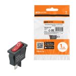 Выключатель клавишный KCD1-101B 250В AC/DC, 1P, 6А, (2с), ON-OFF, черный корпус, красная клавиша, Mi