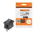 Выключатель клавишный KCD1-102 250В AC/DC, 1P, 6А, (3с), ON-ON, черный, Mini TDM