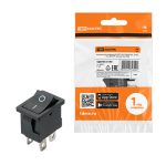 Выключатель клавишный KCD1-201 250В AC/DC, 2P, 6А, (4с), ON-OFF, черный, Mini TDM