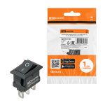 Выключатель клавишный KCD11-102 250В AC/DC, 1P, 3А, (3с), ON-ON, черный, Micro TDM