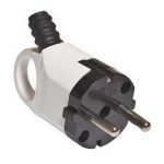 Вилка с/з угловая с ушком белая 16A TDM (35/350)