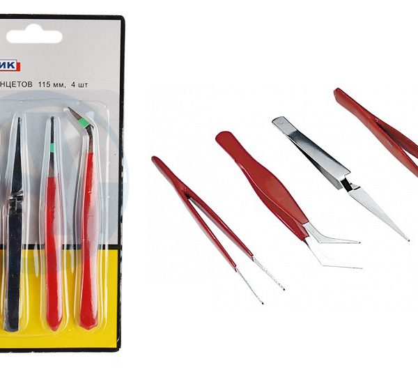 Набор пинцетов 4 шт ПРАКТИК  -64577- (1/40)