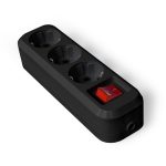 Колодка 3 с/з с выключателем пластик, черная UNIVersal