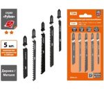 Набор пилок для электролобзика по дер: T101AO,T101B,T111C,244D, по метал. T118A, 5 шт, "Рубин", TDM