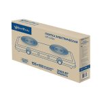 Плитка электрическая HappyPanda HP-04W 2-х конфорочная, 2000Вт, 155/155мм, диск, белая