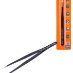 Пинцет прецизионный прямой 140 мм, острое жало, нерж., антистатич. покр., блистер, "Рубин" TDM