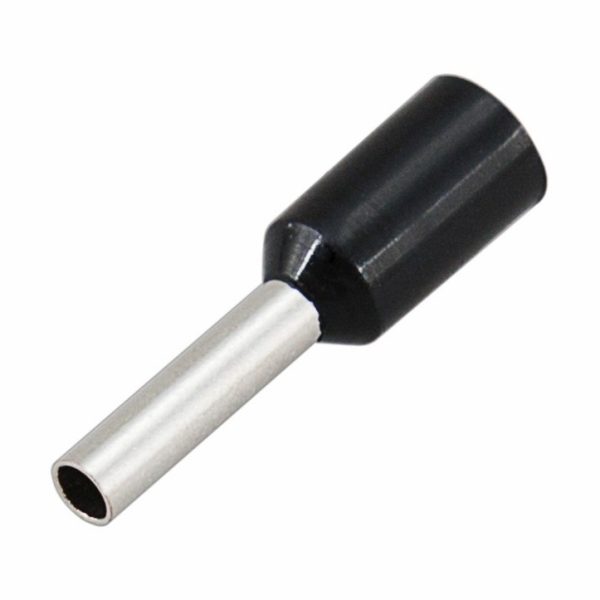 Наконечник штыревой втулочный изолированный F-8мм 1,5мм2 (НШВи 1,5-8) черный REXANT (100)