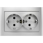 Розетка 2 с/з Бриллиант серебро UNIVersal (10/100)