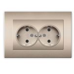 Розетка 2 с/з АФИНА 16А, 220В, шампань с/у UNIVersal (еврослот)