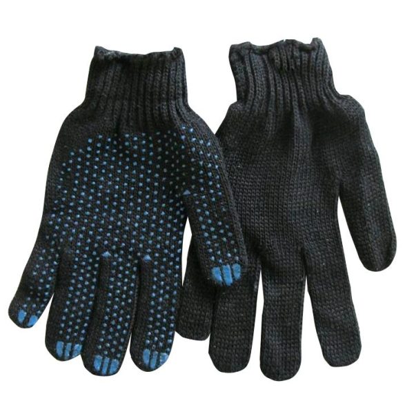 Перчатки х/б с ПВХ 6 ниток 10 класс черная точка (10/200)