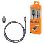 Дата-кабель, ДК 12, USB - Lightning, 1 м, тканевая оплетка, серый, TDM