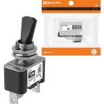 Выключатель-тумблер ASW-07D-2 1P 12В AC/DC 30А (3c) ON-OFF с фиксацией с желтой LED подсветкой TDM