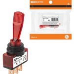 Выключатель-тумблер ASW-13D 1P 12В AC/DC 20А (3c) ON-OFF с фиксацией с красной LED подсветкой TDM