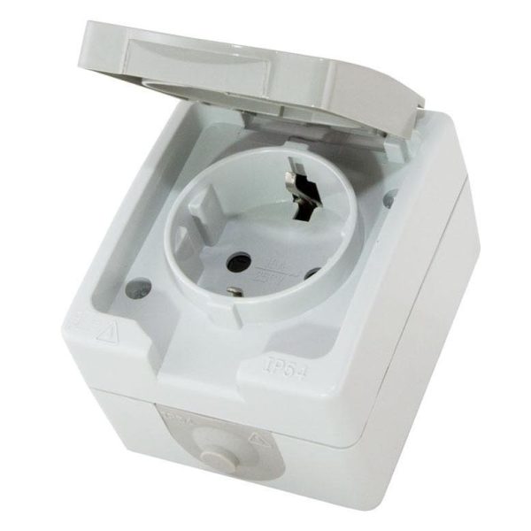 Розетка 1 с/з с крышкой Вуокса TDM IP54 16А о/у (10)