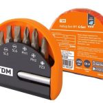 Набор бит №1, 6 бит: SL/PH/PZ. удлинитель CR-V сталь, в пластик держателе АЛМАЗ TDM (12)