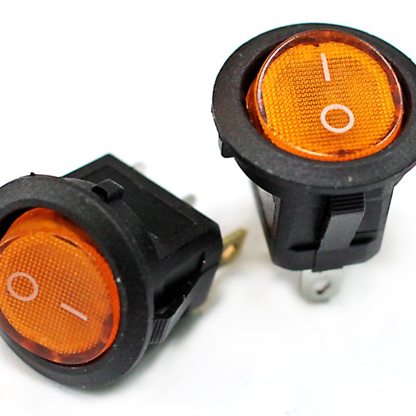 Клавишный переключатель круглый MIRS-101-3-Y желтый с подсветкой 2 положения 1з TDM (10)