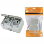 Розетка 2 с/з с крышкой Вуокса TDM IP54 о/у горизонтальная (5/50)