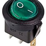 Выключатель клавишный круг 250V 3А (3с) ON-OFF зеленый с подсветкой Micro REXANT