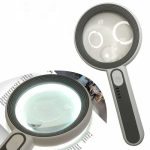 Лупа ручная 65-6кратность+15-12кратность NO.6516C, 16LED аккум, шнур TYPE-C, сенсор, индикатор