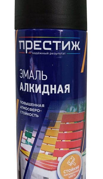 Аэрозольная эмаль ПРЕСТИЖ черная матовая 425мл(1/12)