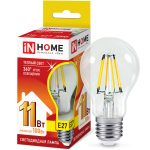 Лампа LED Стандарт 11Вт Е27 3000K 220V 900Лм IN HOME прозрачная А60-deco