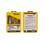 Набор ступенчатых сверл 3шт: 4-12,4-20,4-32мм HSS-TiN, титан KRANZ