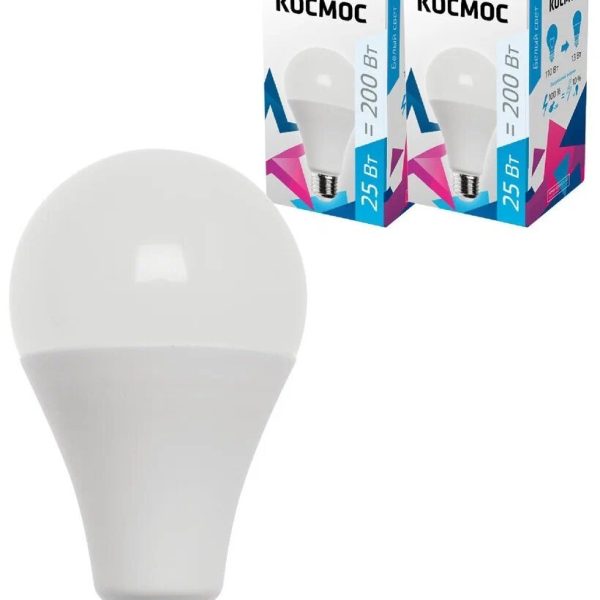 Лампа LED Стандарт 25Вт Е27 6500K 220В КОСМОС ЭКОНОМИК А65 (10/80)