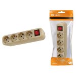 Колодка 4 c/з с выкл 16А ЭКО сосна TDM (1/12)