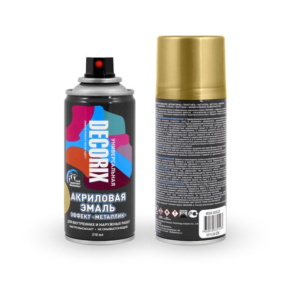 Аэрозольная эмаль DECORIX  золото металлик 210мл (1/24)