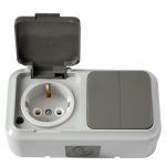 Блок горизонтальный 1 с/з с крышкой + 2 кл. Пралеска Аква 2В-РЦ-659(03) IP54 серый брызгозащищ. о/у