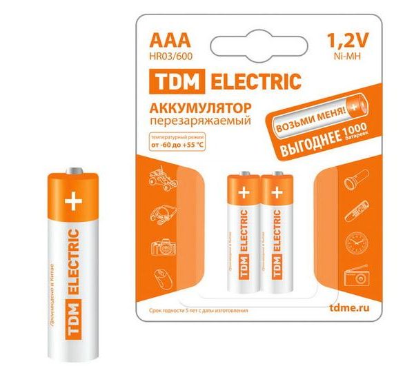 Аккумулятор R  3  1.2 V NI-MН 600 mAh TDM  (2/24)