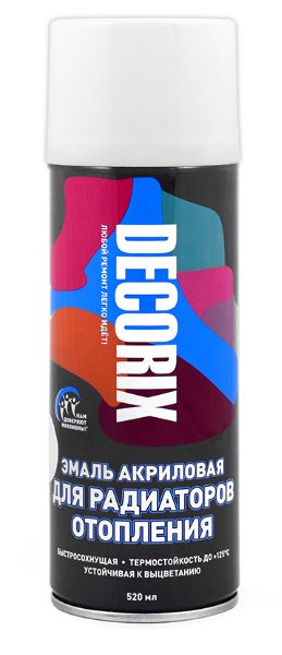 Аэрозольная эмаль для радиаторов DECORIX белая матовая 520мл (12)