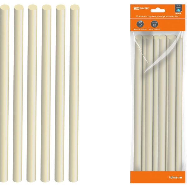 Клеевые стержни универсальные 11,3*300мм (8шт/уп) АЛМАЗ TDM (8)