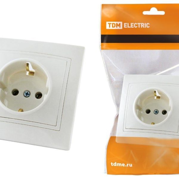Розетка 1 c/з белая Таймыр TDM керамика (10)