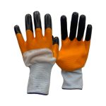 Перчатки нейлон белый/оранжевый черный нитрил (12/960)