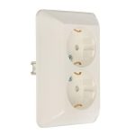 Розетка 2 c/з с/ш ПРИМА белая с/у (81)