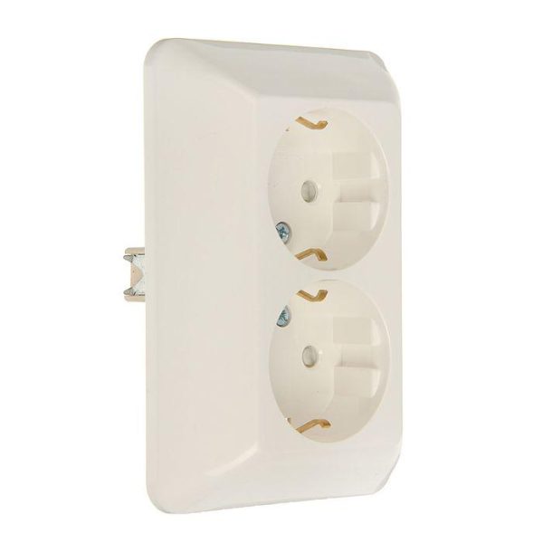Розетка 2 c/з с/ш ПРИМА белая с/у (81)