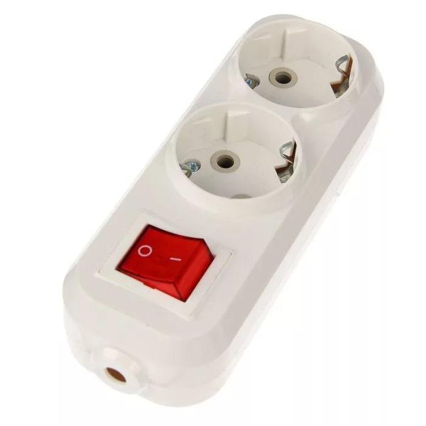 Колодка 2 с/з с выкл белая 16А Народная TDM (10)