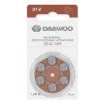 Батарейка воздушно цинковая ZA312 для слухового аппарата 1,45В DAEWOO BL-6 (6/60)