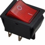 Выключатель клавишный 250V 20А (4с) ON-OFF красный  с подсветкой  REXANT (10)