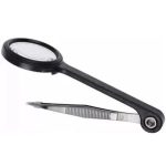 Лупа ручная с пинцетом 8х