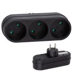 Тройник 3 б/з 16A 3500Вт черный S-ES3-16O Uniel