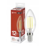 Лампа LED свеча 12.0Вт Е14 4000К 220V 1350Лм прозрачная IN HOME deco (10/50)