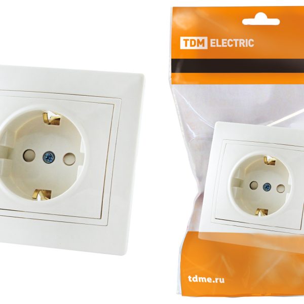 Розетка 1 с/з с/ш Таймыр TDM IP20 (10)