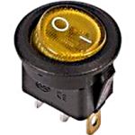 Выключатель клавишный круг 250V 6А (3с) ON-OFF желтый с подсветкой REXANT (10)