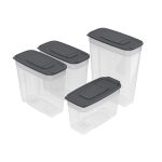 Набор контейнеров для сыпучих продуктов №1 (1л; 1,4л×2шт; 1,8л) (графит)