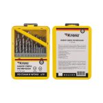 Набор сверл по металлу HSS 19шт: 1-10мм (через 0,5мм) цилиндр хвостовик, мет кейс KRANZ