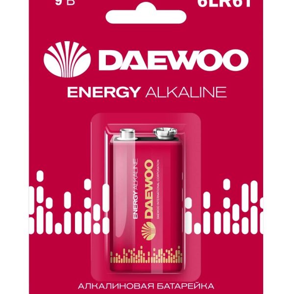 Батарейка крона алкалиновая 6LR61 (крона)  9 V "DAEWOO" ENERGY 2021 (12)