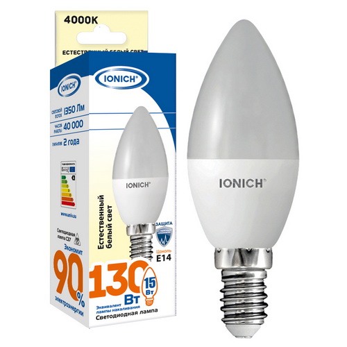 Лампа LED свеча 15Вт Е14 4000К 220V 1350Лм C37 ILED-SMD2835-C37-15-1350-230-4-E14 IONICH Лампа LED свеча 15Вт Е14 4000К 220V 1350Лм C37 ILED-SMD2835-C37-15-1350-230-4-E14 IONICH