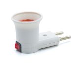 Переходник вилка-Е27 с выкл угловой ABS латунь Standart